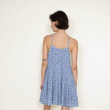 Floral Tiered Short Dress for Women in Blue