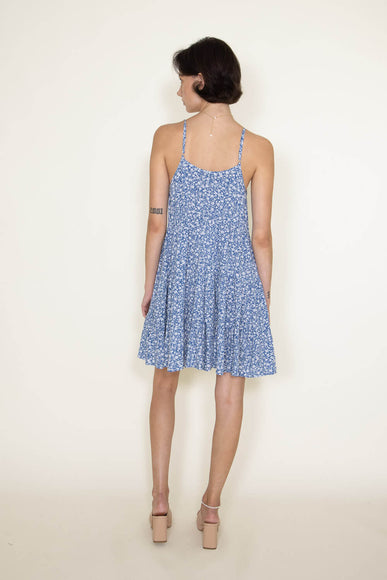 Floral Tiered Short Dress for Women in Blue
