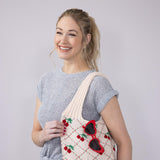 Crochet Cherry Market Bag for Women in Cream | MMA8869IV