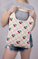 Crochet Cherry Market Bag for Women in Cream