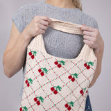 Crochet Cherry Market Bag for Women in Cream | MMA8869IV