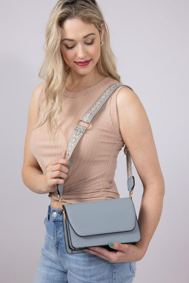 Flap Over Crossbody for Women in Dusty Blue