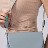 Flap Over Crossbody for Women in Dusty Blue