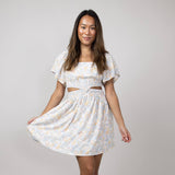 Cutout Floral Dress for Women in Blue Floral