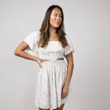 Cutout Floral Dress for Women in Blue Floral