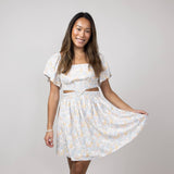 Cutout Floral Dress for Women in Blue Floral