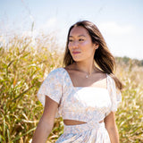 Cutout Floral Dress for Women in Blue Floral