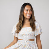 Cutout Floral Dress for Women in Blue Floral