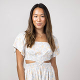Cutout Floral Dress for Women in Blue Floral