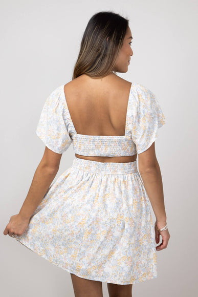Cutout Floral Dress for Women in Blue Floral