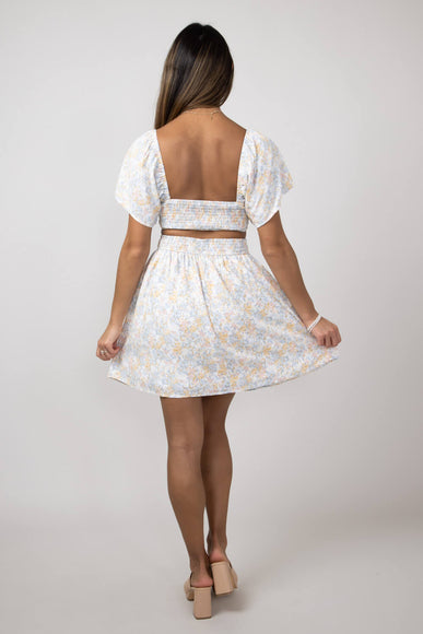 Cutout Floral Dress for Women in Blue Floral
