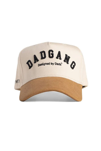 Dad Gang Suede Script Hat for Men in Cream