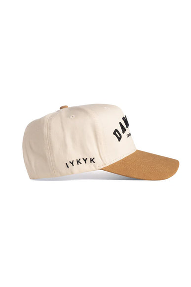 Dad Gang Suede Script Hat for Men in Cream