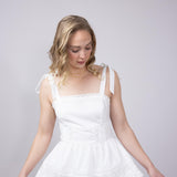 Shoulder Tie Tiered Mini Dress for Women in Off White