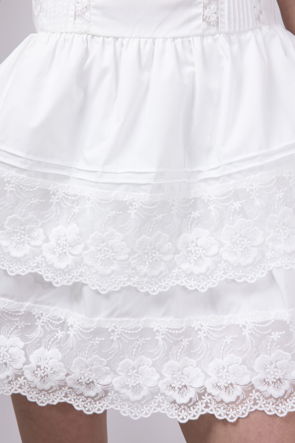 Shoulder Tie Tiered Mini Dress for Women in Off White