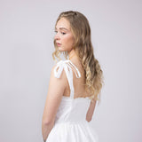 Shoulder Tie Tiered Mini Dress for Women in Off White