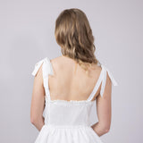 Shoulder Tie Tiered Mini Dress for Women in Off White