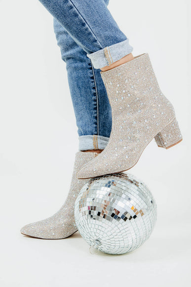 De Blossom Shoes Nori Rhinestone Booties for Women in Nude