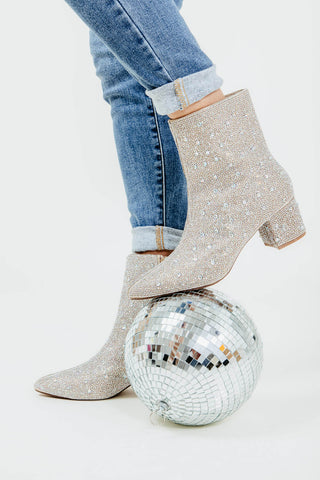 De Blossom Shoes Nori Rhinestone Booties for Women in Nude