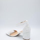 Crete Block Heels for Women in White Pearl