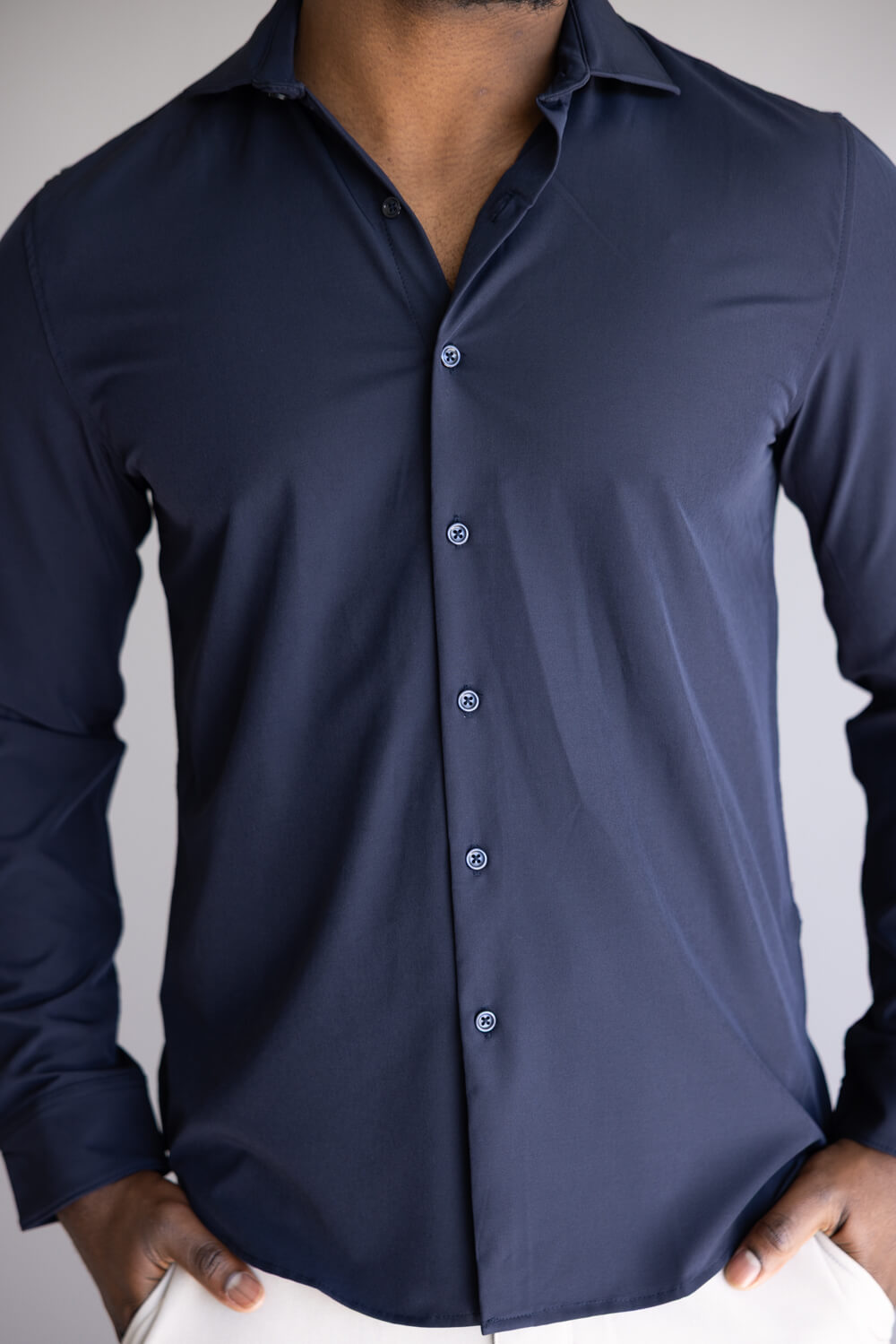 Denim & Flower Dressy Tech Button Up Shirt for Men in Navy | CTL-A268 Glik's Denim & Flower Dressy Tech Button Up Shirt for Men in Navy | CTL-A268 Glik's