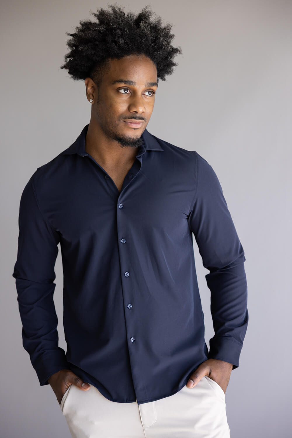 Denim & Flower Dressy Tech Button Up Shirt for Men in Navy at Glik's , M