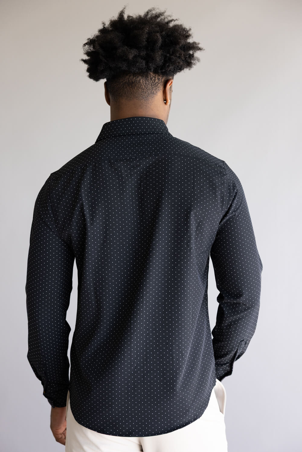 Denim & Flower Dressy Tech Dot Button Up Shirt for Men in Black