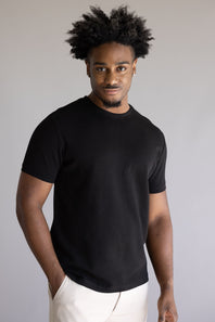 Denim & Flower Textured Shirt for Men in Black