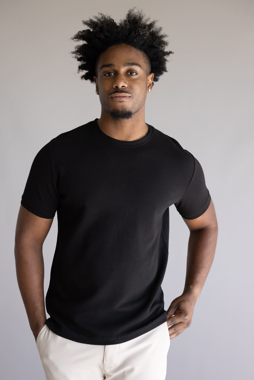 Denim & Flower Textured Shirt for Men in Black