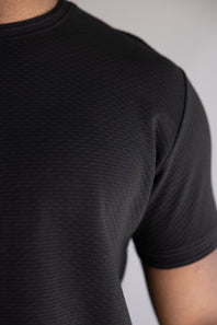 Denim & Flower Textured Shirt for Men in Black