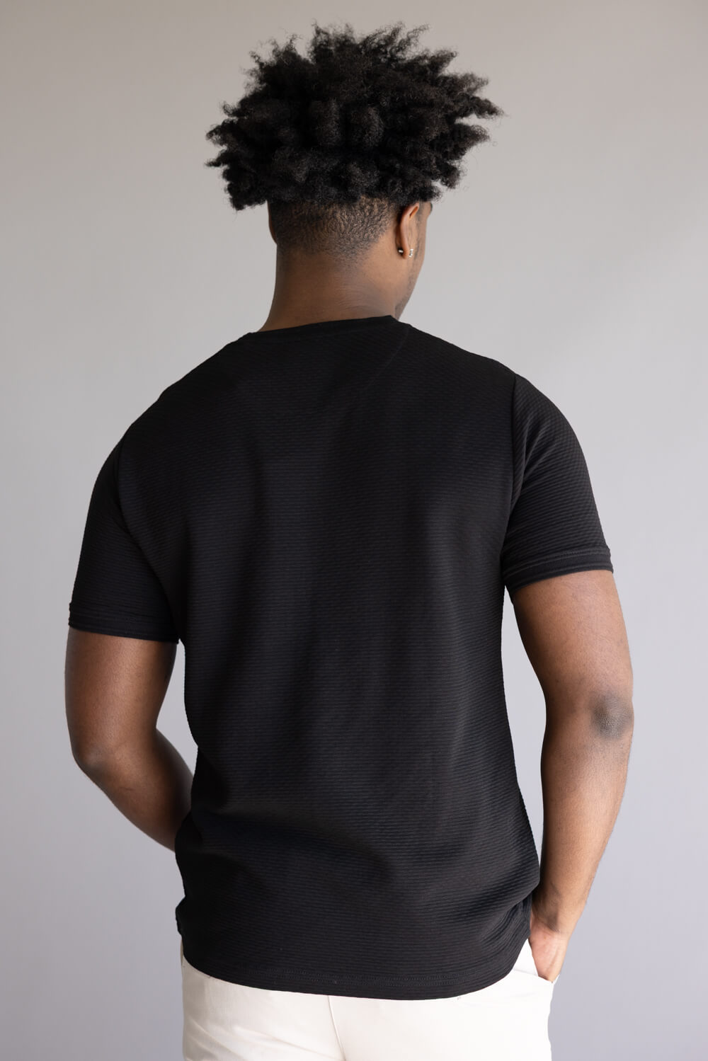 Denim & Flower Textured Shirt for Men in Black