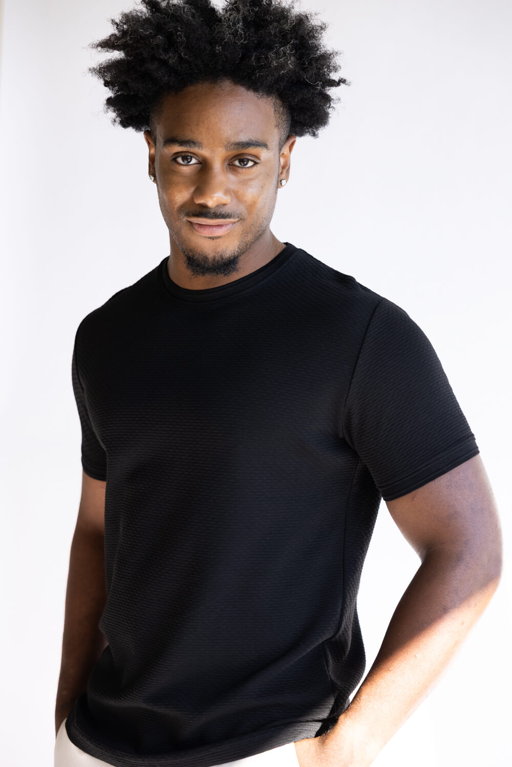 Denim & Flower Textured Shirt for Men in Black