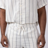 Denim & Flower Woven Striped Shorts for Men in White