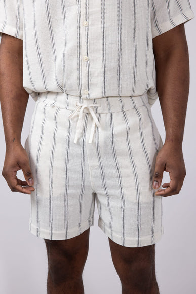 Denim & Flower Woven Striped Shorts for Men in White
