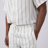 Denim & Flower Woven Striped Shorts for Men in White