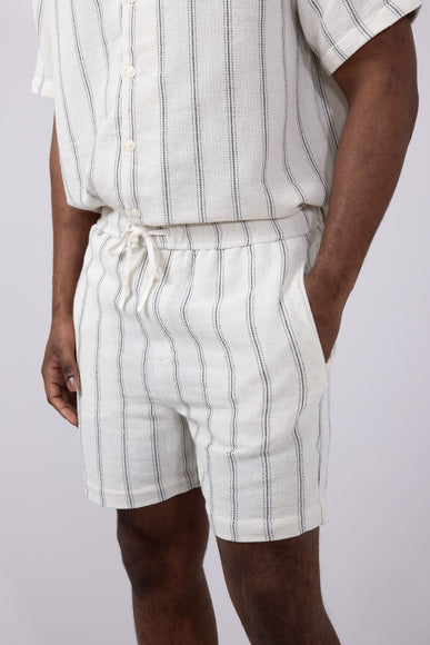 Denim & Flower Woven Striped Shorts for Men in White