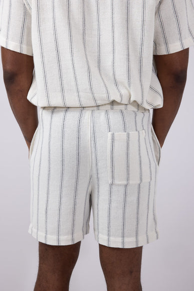 Denim & Flower Woven Striped Shorts for Men in White