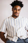 Denim & Flower Textured Striped Button-Down shirt for Men in Blue/Off White 