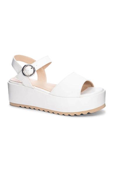 Dirty Laundry Jump Out Platform Wedges for Women in White
