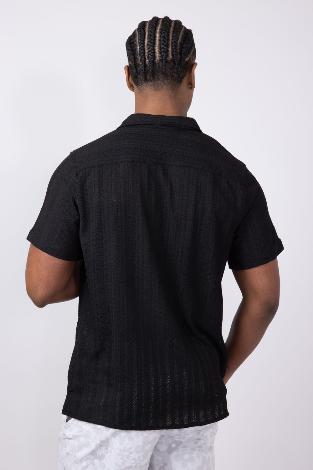 Vertical Pattern Stripe Woven Button Up Shirt for Men in