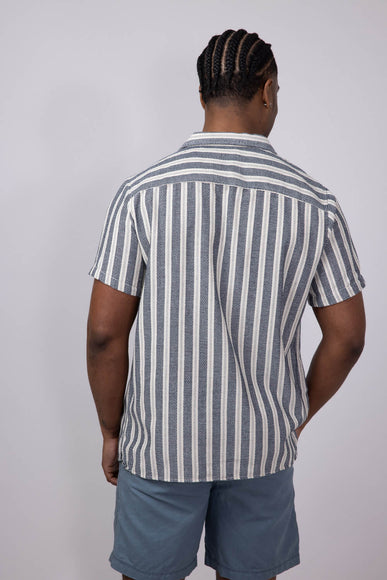 Vertical Stripe Woven Button Up Shirt for Men in Navy