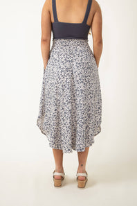 Ditsy Floral Hi-Low Midi Skirt for Women in Sand