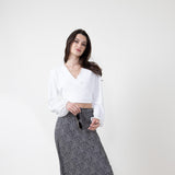 Ditsy Floral Midi Skirt for Women in Black