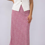 Ditsy Floral Midi Skirt for Women in Mauve
