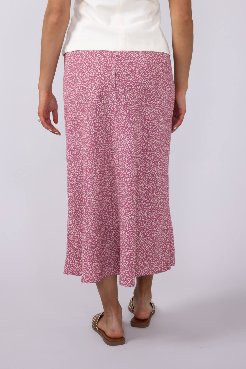 Ditsy Floral Midi Skirt for Women in Mauve