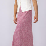 Ditsy Floral Midi Skirt for Women in Mauve