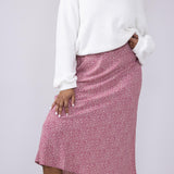 Ditsy Floral Midi Skirt for Women in Mauve