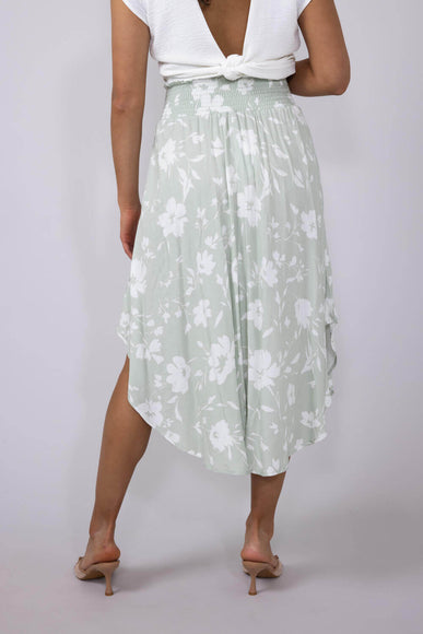Ditsy Floral Hi-Low Midi Skirt for Women in Sage