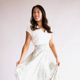 Ditsy Floral Hi-Low Midi Skirt for Women in Sage