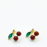 Black Cherry Earrings in Gold